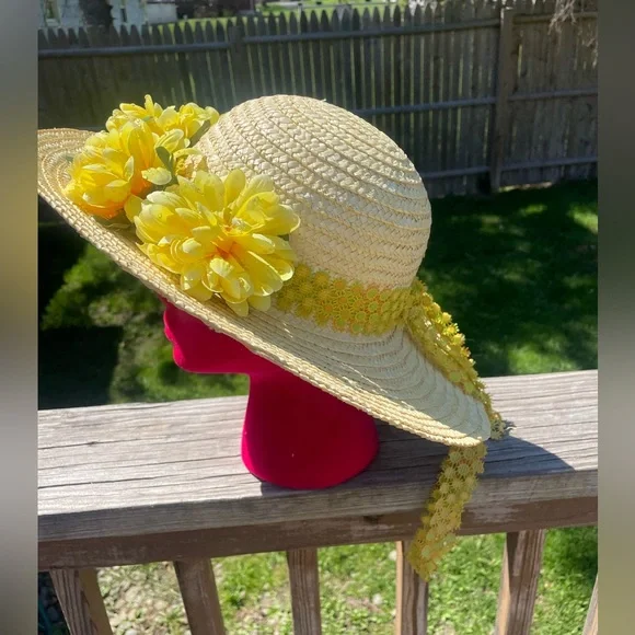 Vintage Kentucky Derby Straw Hat vintage USA union made SYLVIA st louis 6-7/8 kentucky derby  main image 3